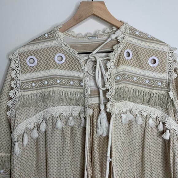 Dodo Bar Or Yehuda Tassel Embellished Jacket Tan Women’s Medium - Picture 7 of 16
